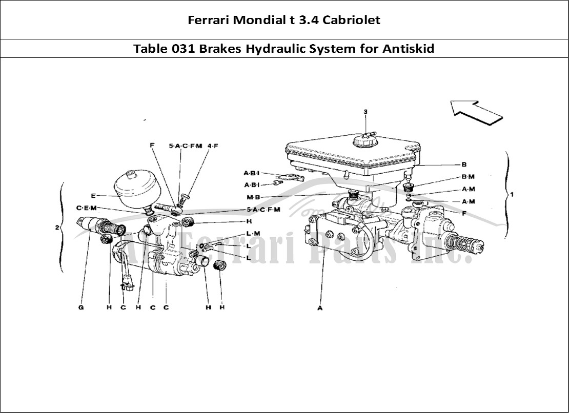 Ferrari Parts Ferrari Mondial 3.4 t Cabriolet Page 031 Hydraulic System for Anti