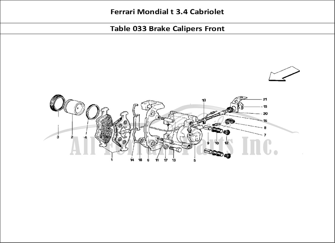 Ferrari Parts Ferrari Mondial 3.4 t Cabriolet Page 033 Front Brakes Calipers