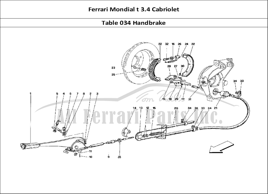 Ferrari Parts Ferrari Mondial 3.4 t Cabriolet Page 034 Hand - Brake Control