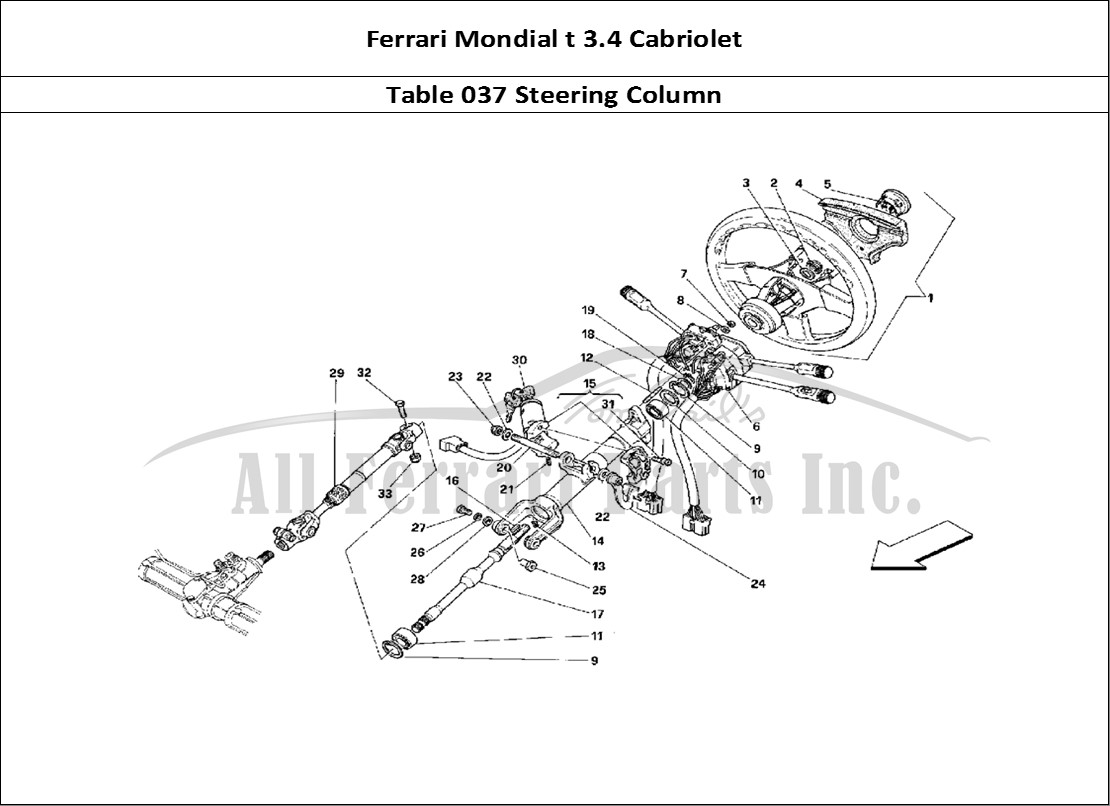 Ferrari Parts Ferrari Mondial 3.4 t Cabriolet Page 037 Steering Column