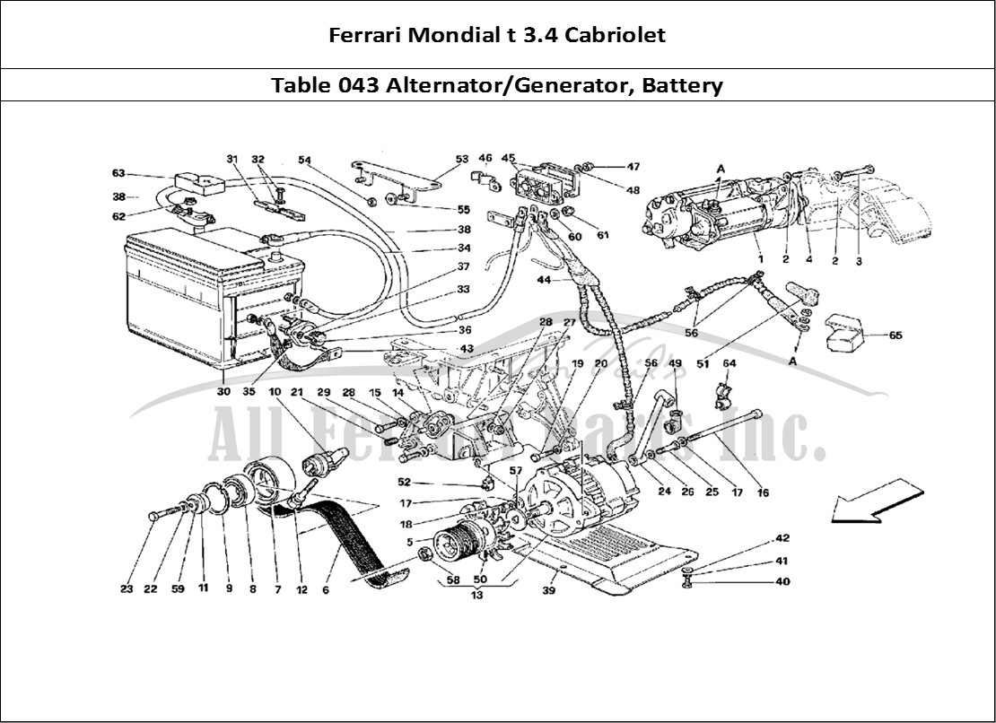 Ferrari Parts Ferrari Mondial 3.4 t Cabriolet Page 043 Electric Generation Syste
