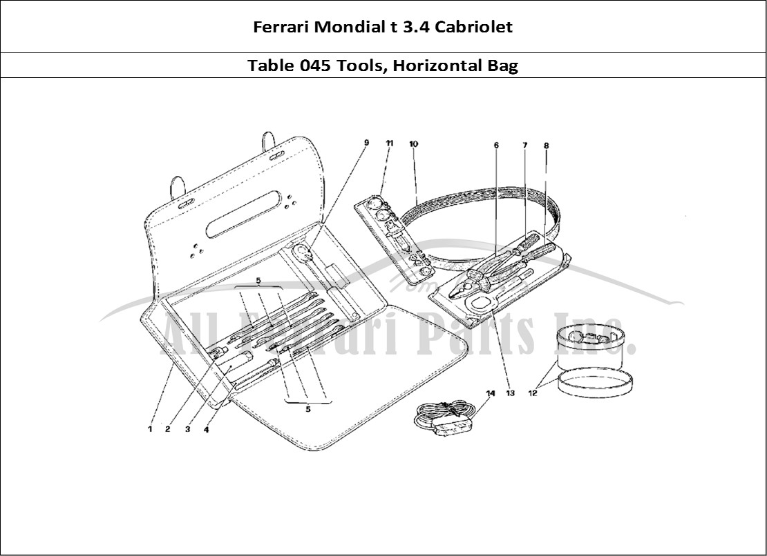 Ferrari Parts Ferrari Mondial 3.4 t Cabriolet Page 045 Equipment - Horizontal Ba