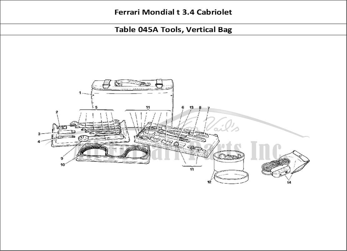 Ferrari Parts Ferrari Mondial 3.4 t Cabriolet Page 045 Equipment - Vertical Bag