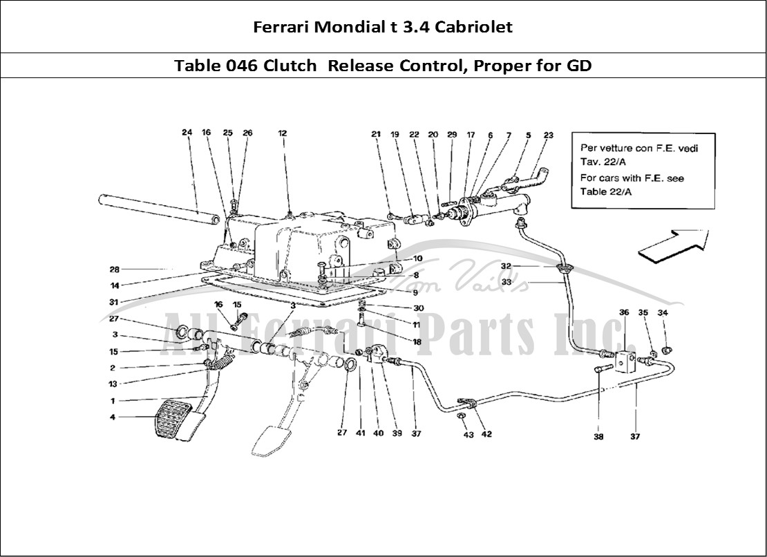 Ferrari Parts Ferrari Mondial 3.4 t Cabriolet Page 046 Clutch Release Control -