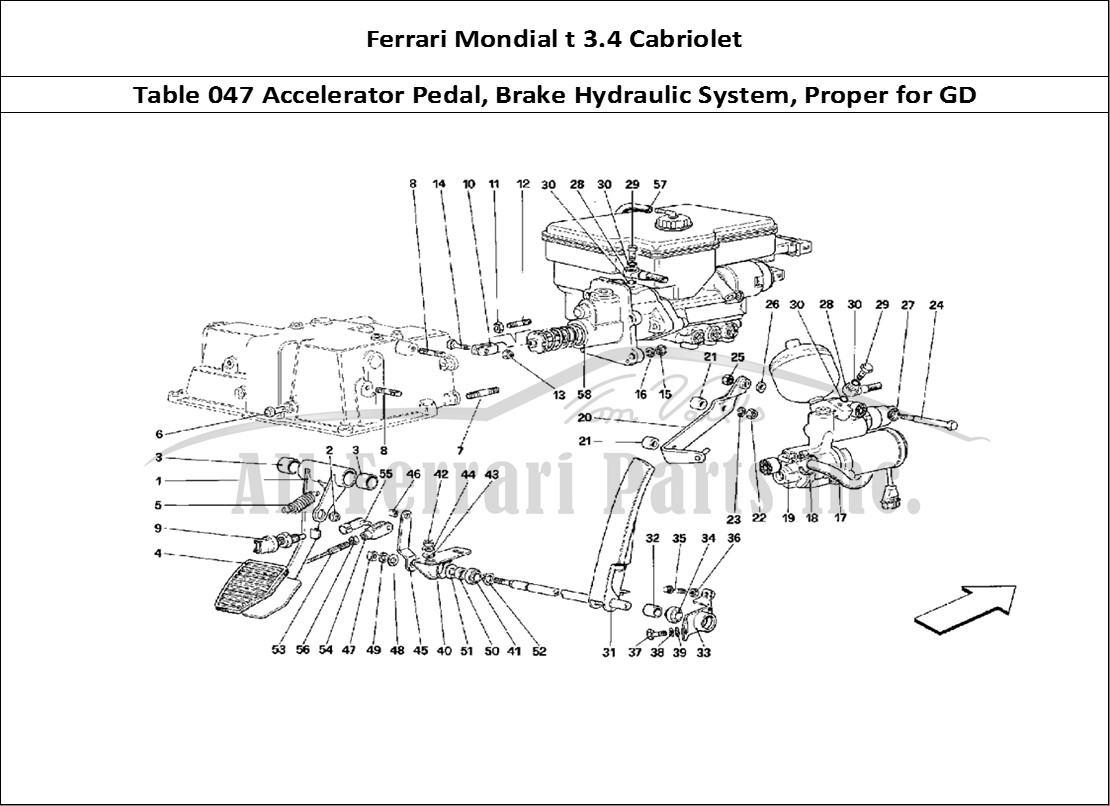 Ferrari Parts Ferrari Mondial 3.4 t Cabriolet Page 047 Throttle Pedal and Brake