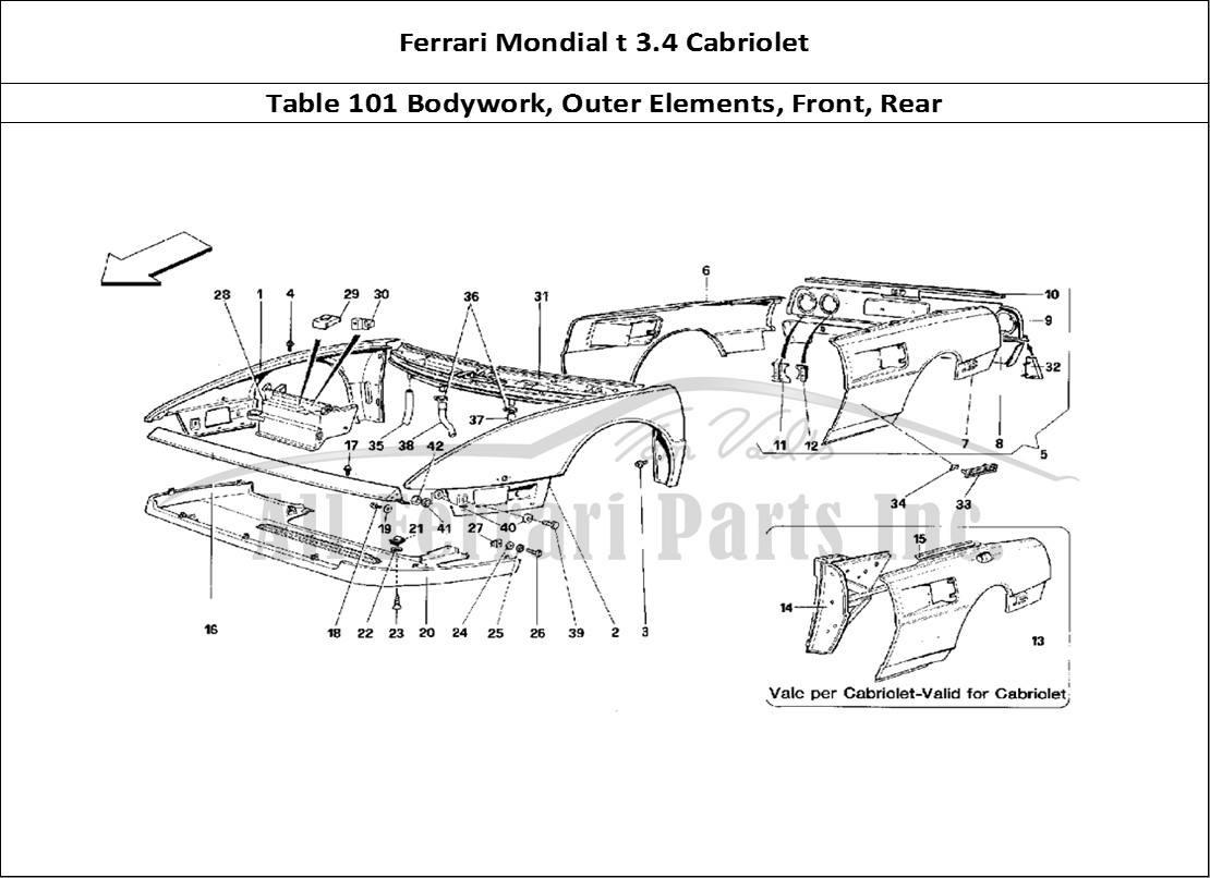 Ferrari Parts Ferrari Mondial 3.4 t Cabriolet Page 101 Body Shell: Outer Element