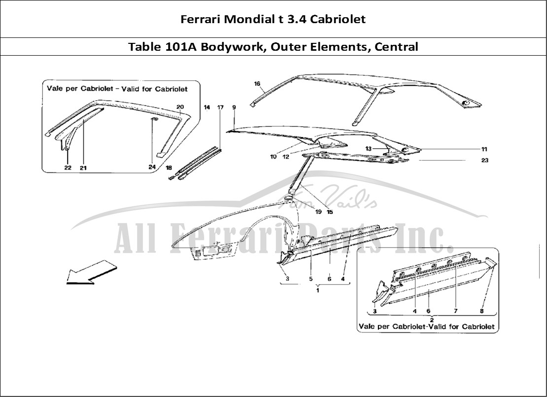 Ferrari Parts Ferrari Mondial 3.4 t Cabriolet Page 101 Body Shell: Outer Element