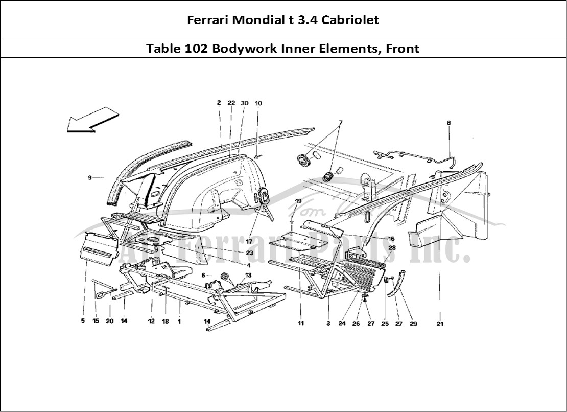 Ferrari Parts Ferrari Mondial 3.4 t Cabriolet Page 102 Body Shell: Inner Element