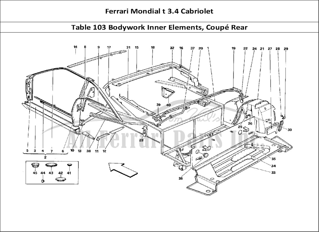Ferrari Parts Ferrari Mondial 3.4 t Cabriolet Page 103 Body Shell: Inner Element