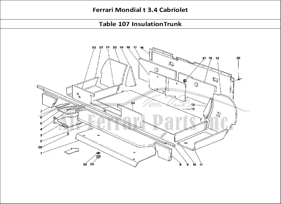 Ferrari Parts Ferrari Mondial 3.4 t Cabriolet Page 107 Trunk Insulation