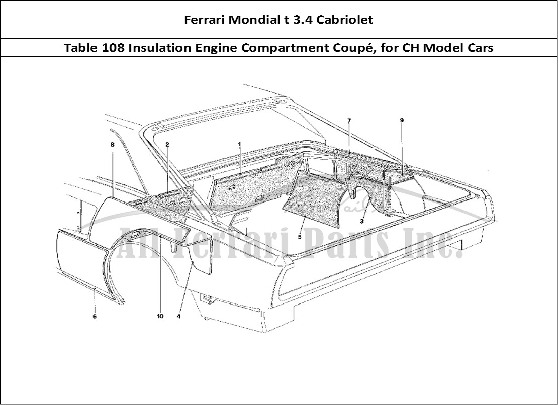 Ferrari Parts Ferrari Mondial 3.4 t Cabriolet Page 108 Engine Compartment Insula