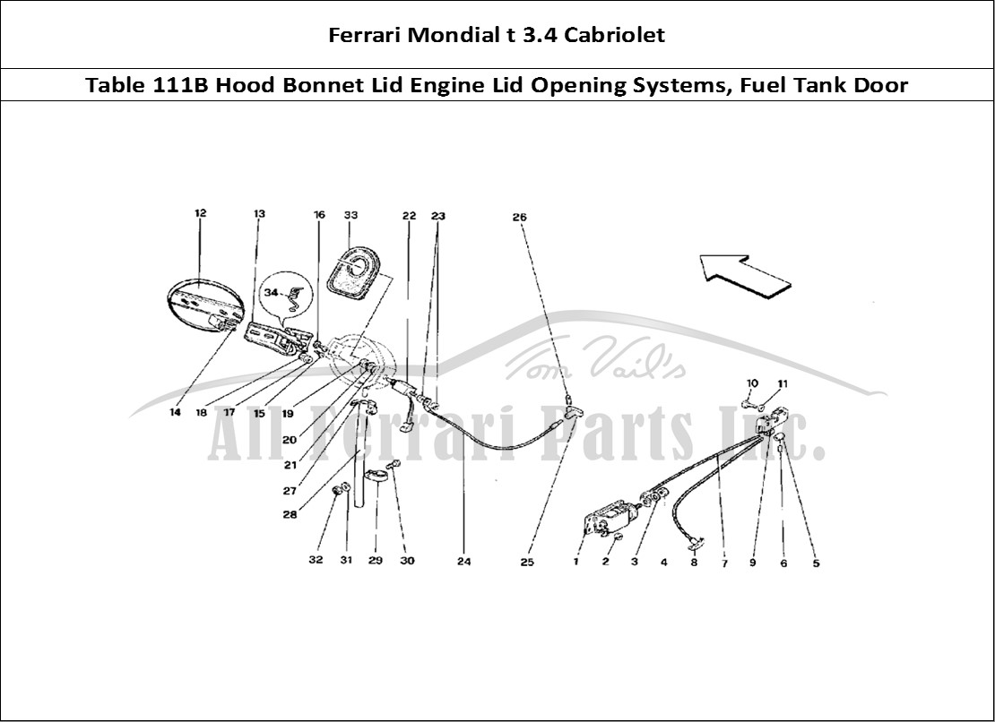 Ferrari Parts Ferrari Mondial 3.4 t Cabriolet Page 111 Opening Devices for Engin