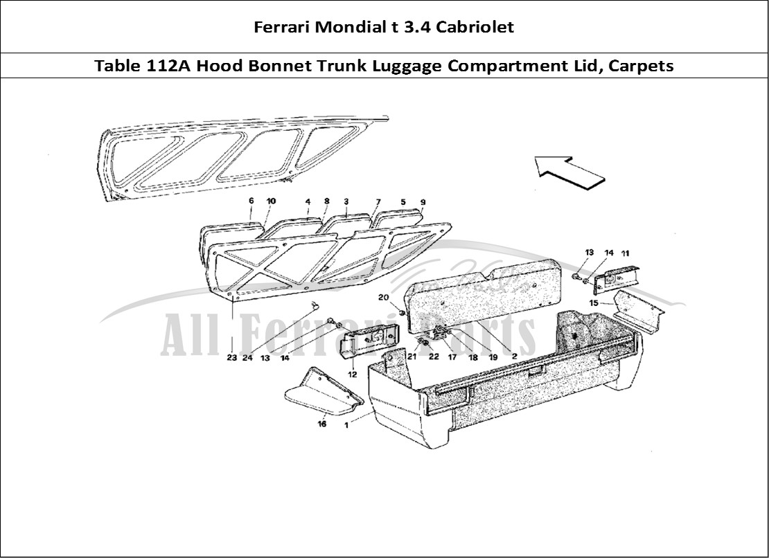 Ferrari Parts Ferrari Mondial 3.4 t Cabriolet Page 112 Luggage Compartment Lid a