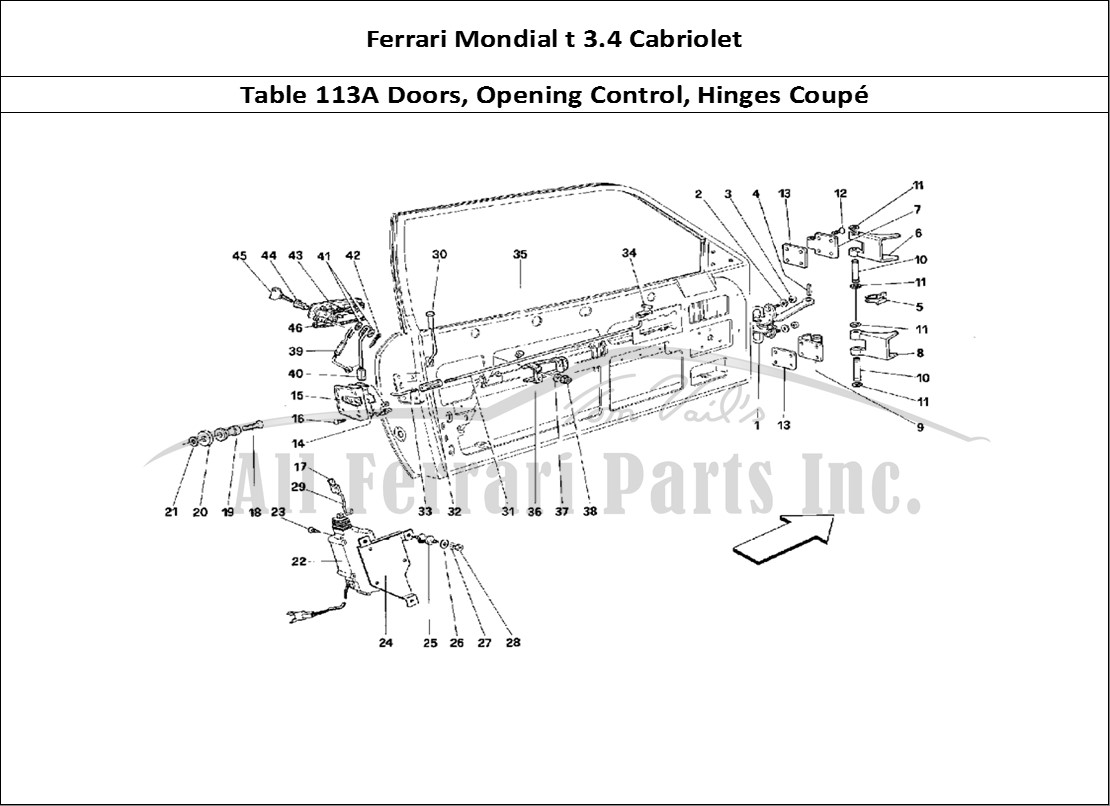 Ferrari Parts Ferrari Mondial 3.4 t Cabriolet Page 113 Doors - Coup - Opening C