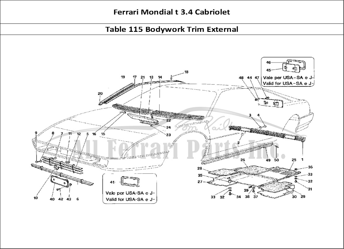 Ferrari Parts Ferrari Mondial 3.4 t Cabriolet Page 115 External Finishing