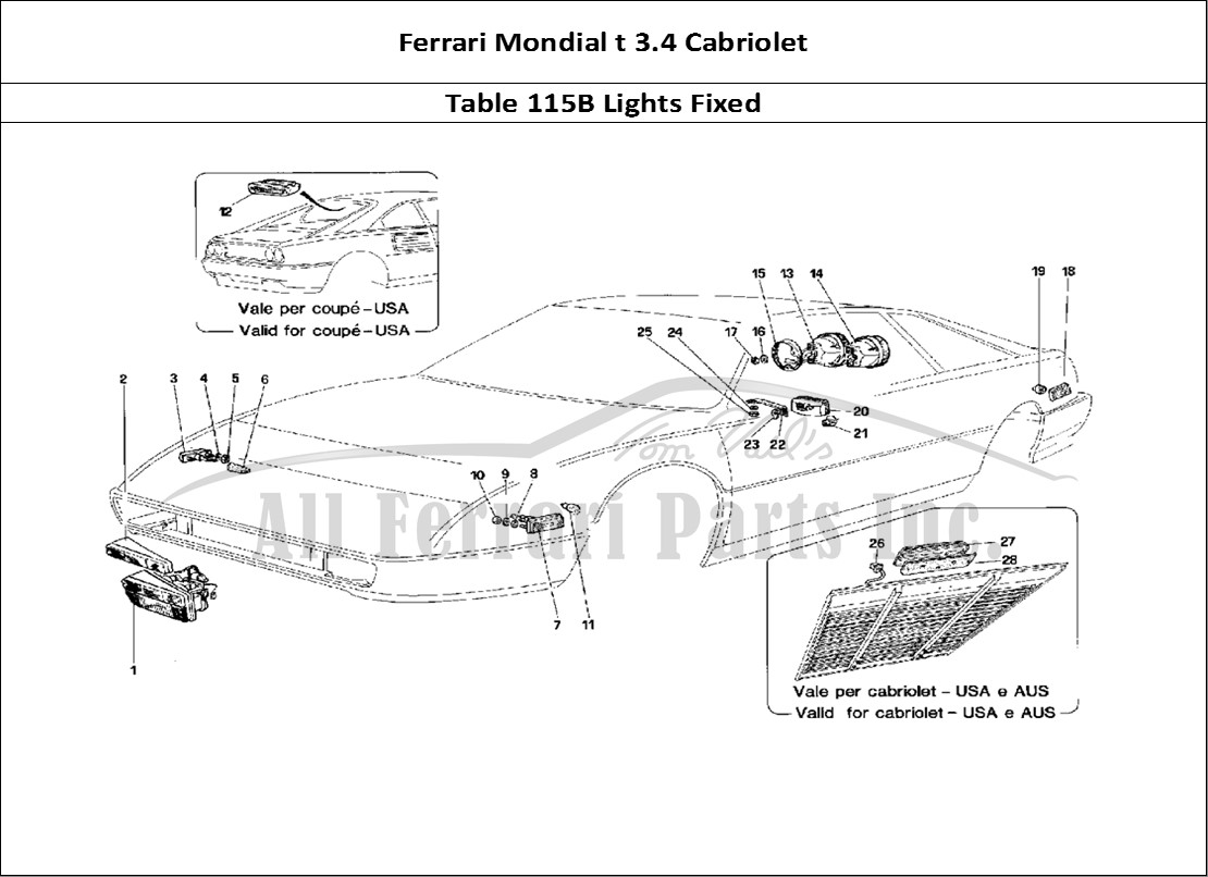 Ferrari Parts Ferrari Mondial 3.4 t Cabriolet Page 115 Fixed Lighting Devices