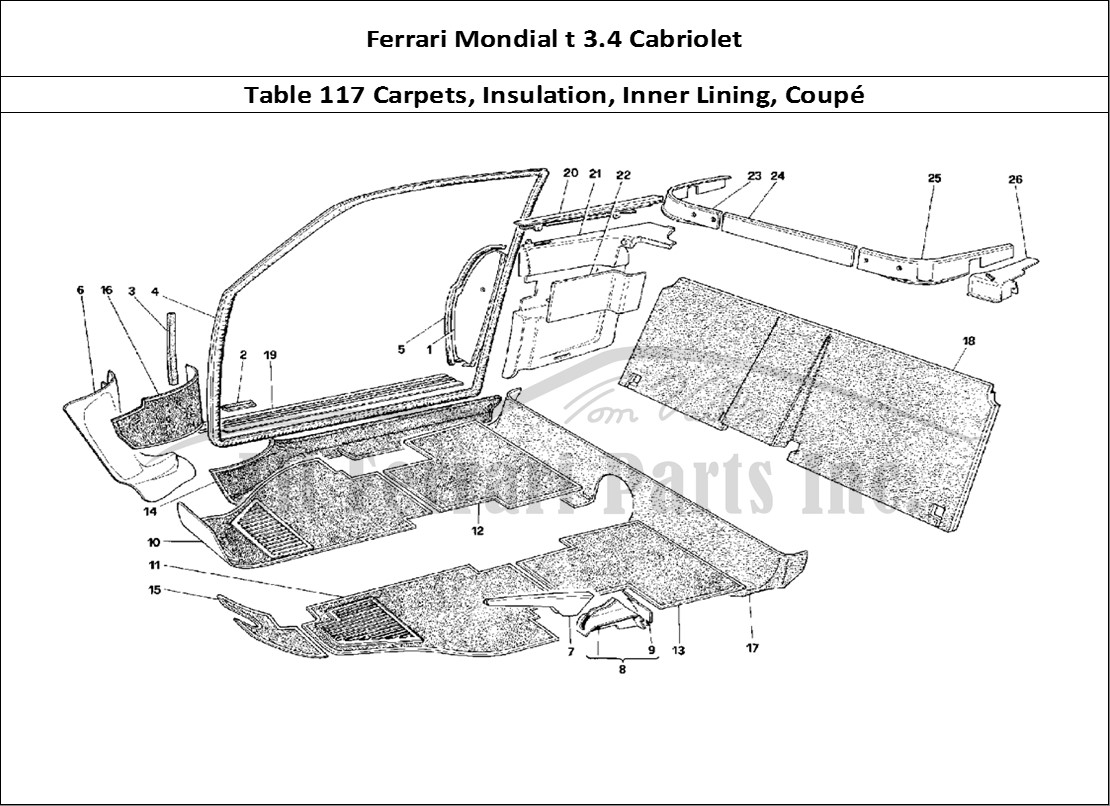 Ferrari Parts Ferrari Mondial 3.4 t Cabriolet Page 117 Carpets and Inner Lining
