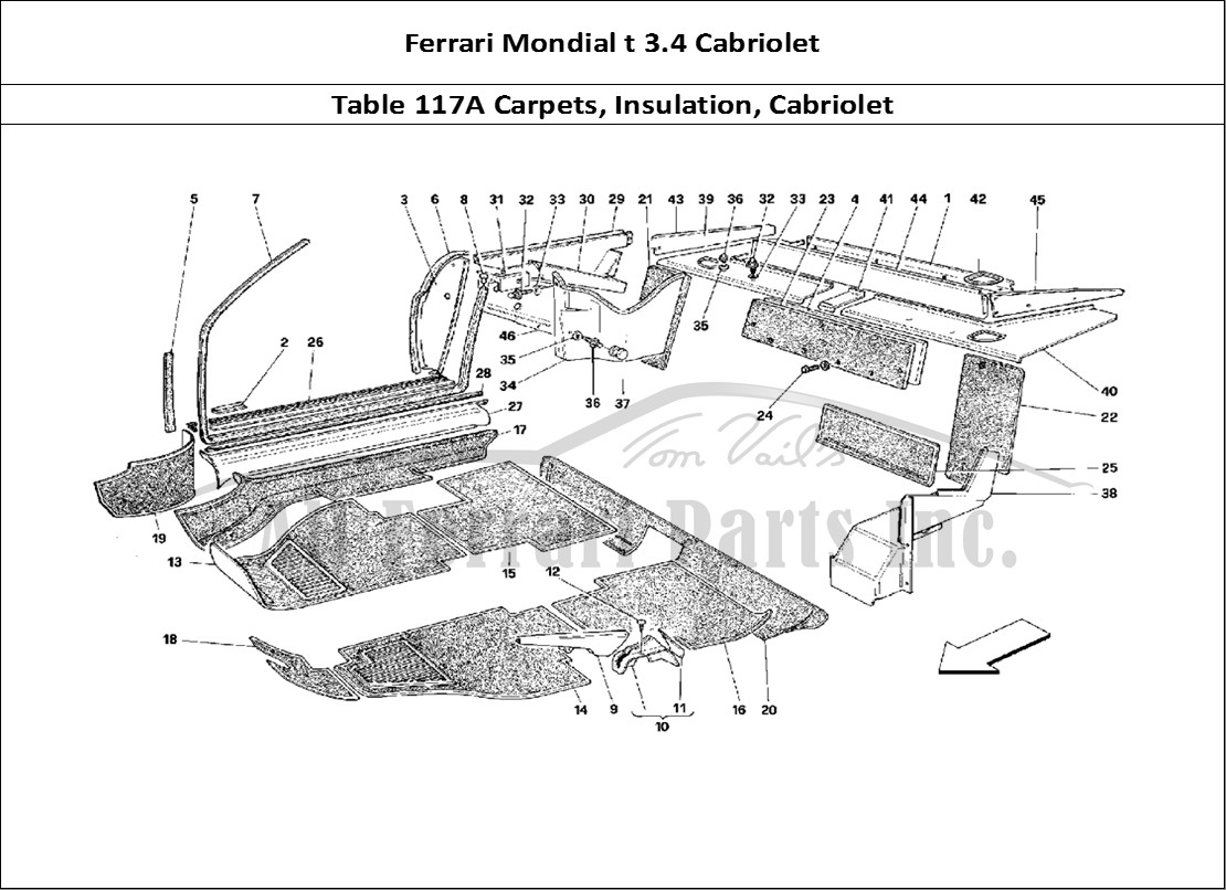 Ferrari Parts Ferrari Mondial 3.4 t Cabriolet Page 117 Carpets and Inner Lining
