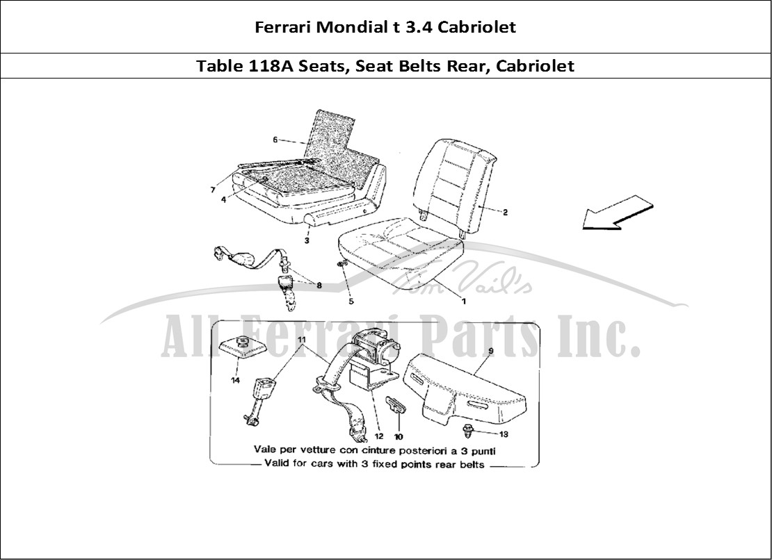 Ferrari Parts Ferrari Mondial 3.4 t Cabriolet Page 118 Seats and Rear Safety Bel