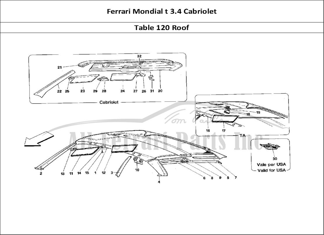 Ferrari Parts Ferrari Mondial 3.4 t Cabriolet Page 120 Roof