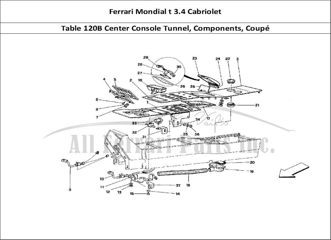 Ferrari Parts Ferrari Mondial 3.4 t Cabriolet Page 120 Tunnel - Components - Cou