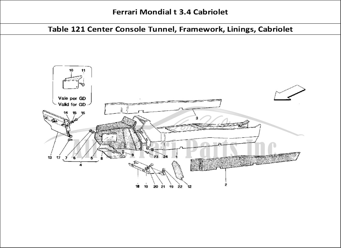 Ferrari Parts Ferrari Mondial 3.4 t Cabriolet Page 121 Tunnel - Framework and Li