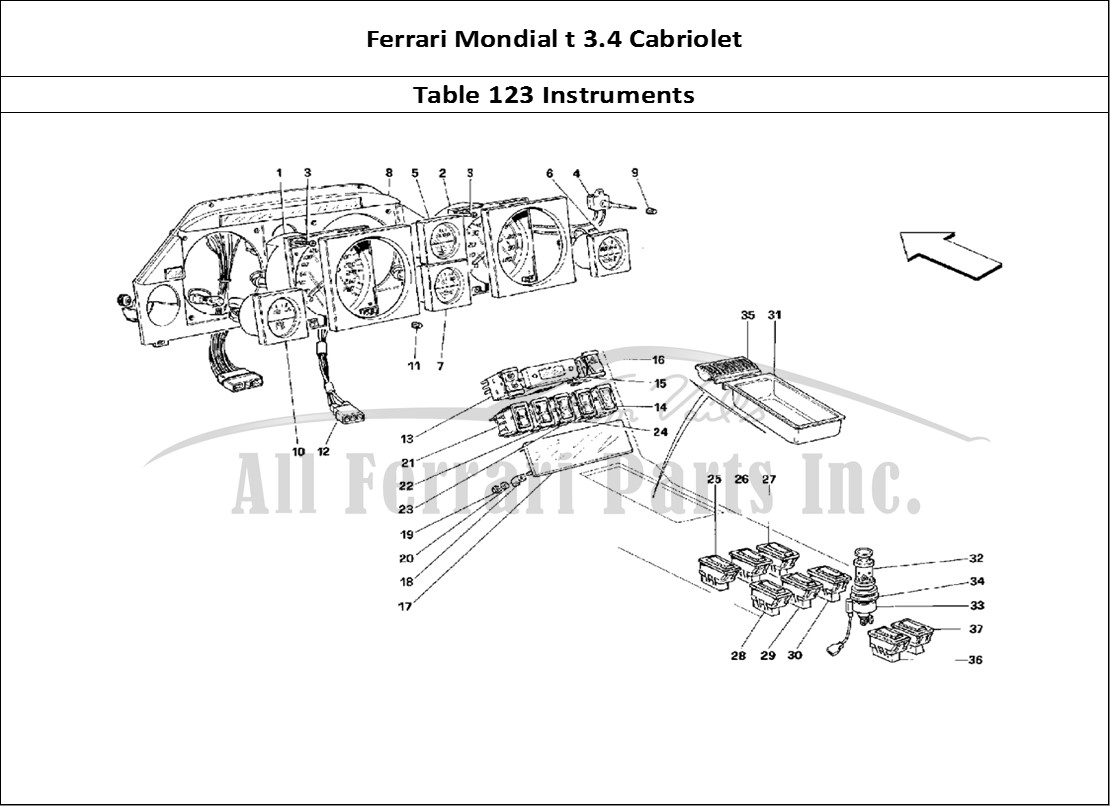 Ferrari Parts Ferrari Mondial 3.4 t Cabriolet Page 123 Instruments