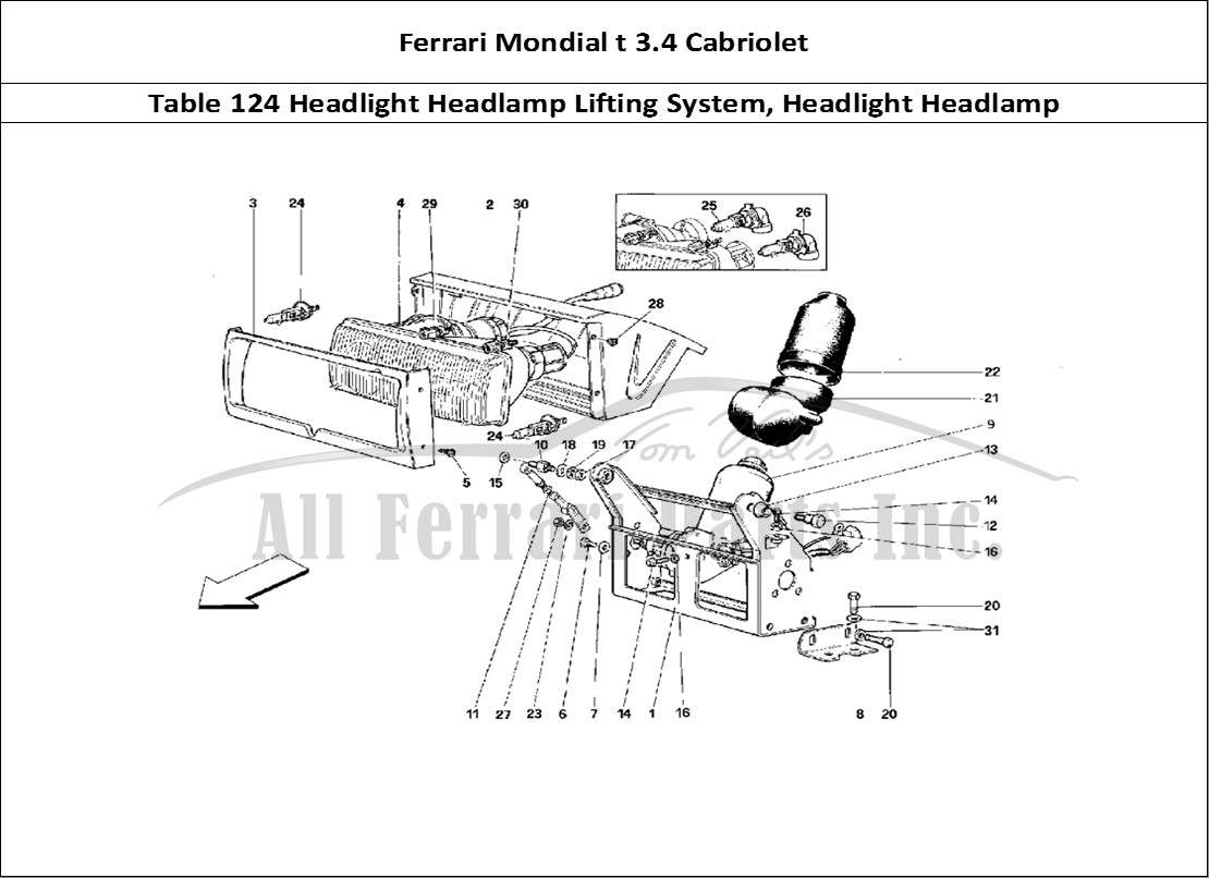 Ferrari Parts Ferrari Mondial 3.4 t Cabriolet Page 124 Headlights Lifting Device