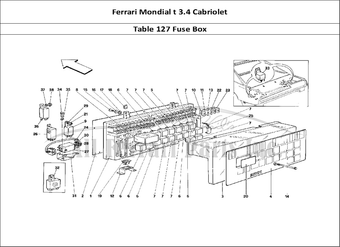 Ferrari Parts Ferrari Mondial 3.4 t Cabriolet Page 127 Electrical Board