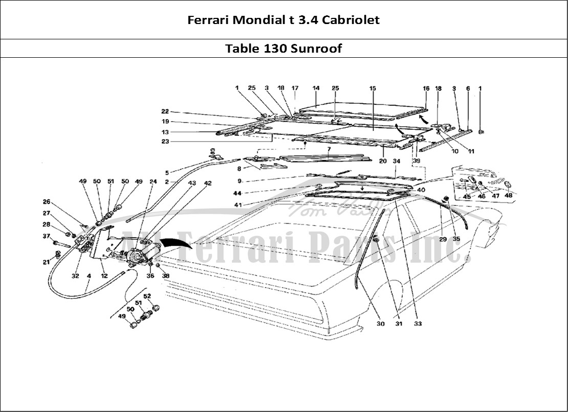 Ferrari Parts Ferrari Mondial 3.4 t Cabriolet Page 130 Sunroof - Coup