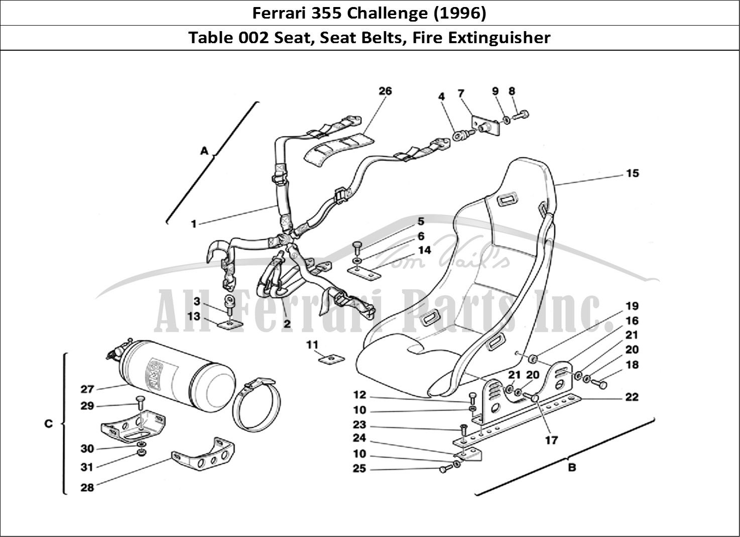 Ferrari Parts Ferrari 355 Challenge (1996) Page 002 Seat Safety Belts - Seat