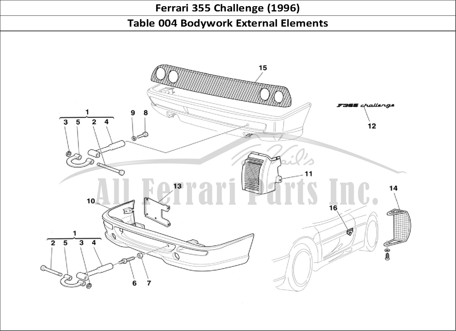 Ferrari Parts Ferrari 355 Challenge (1996) Page 004 Body External Elements