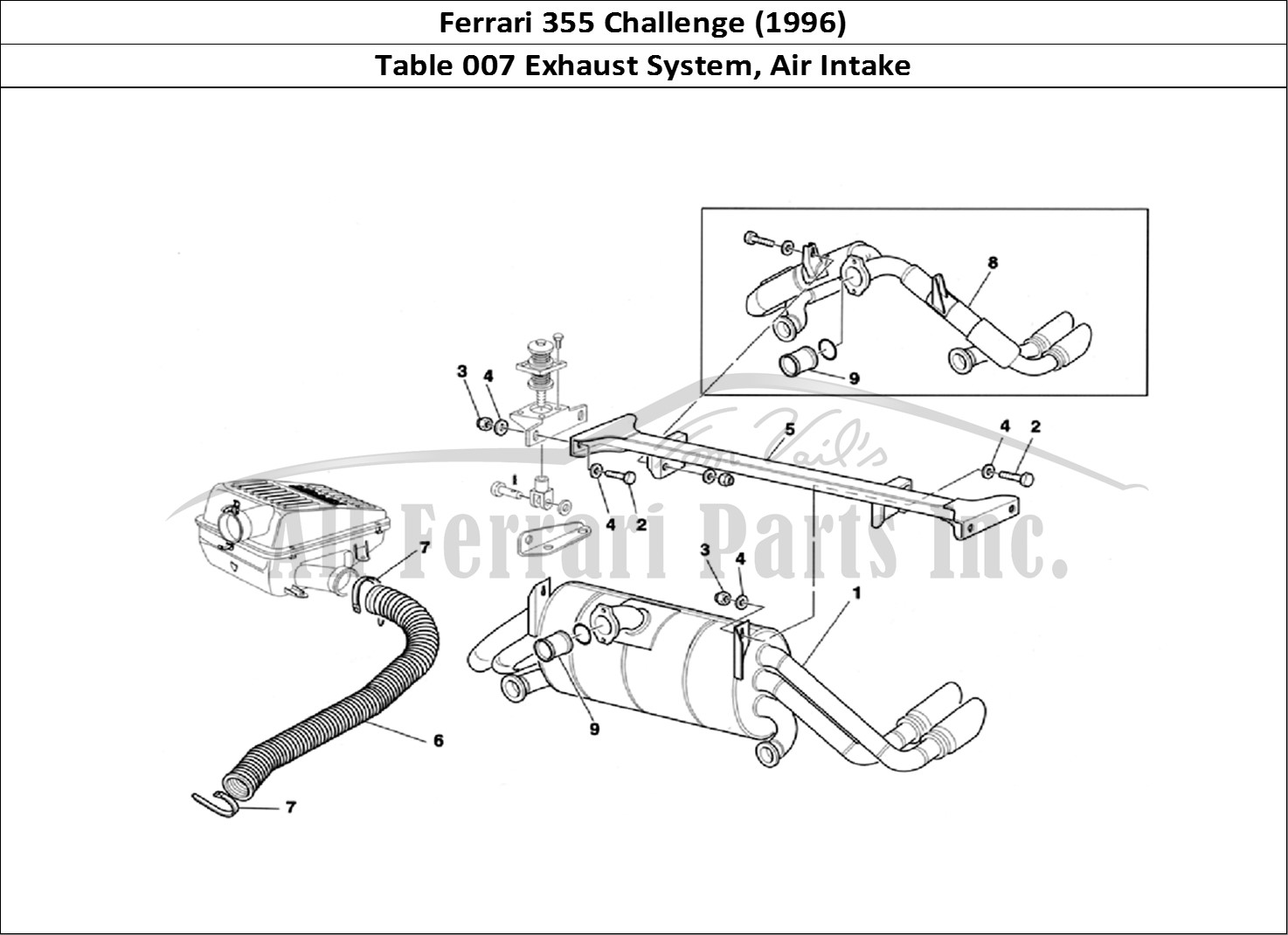 Ferrari Parts Ferrari 355 Challenge (1996) Page 007 Exhaust System - Air Inta