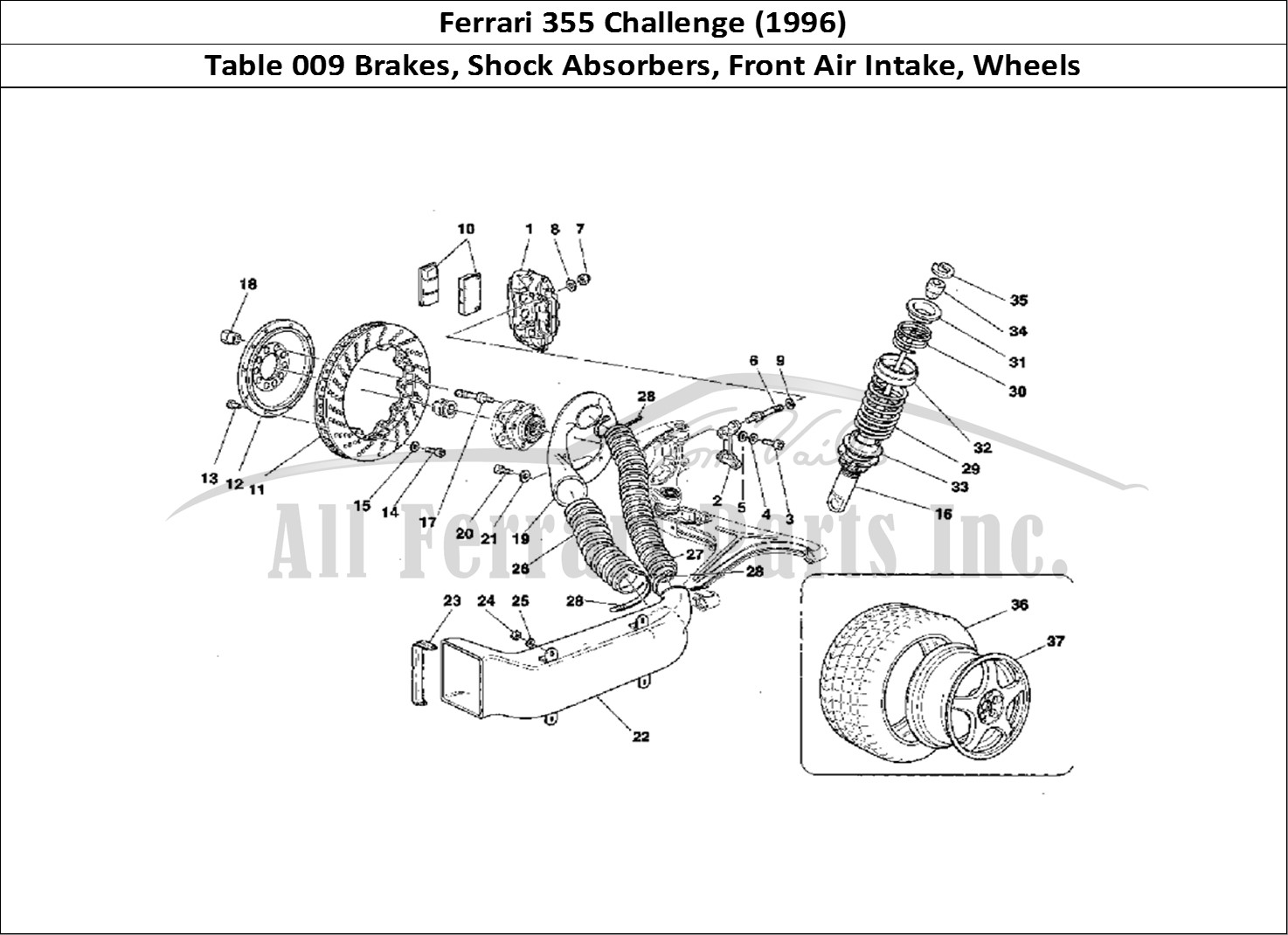 Ferrari Parts Ferrari 355 Challenge (1996) Page 009 Brakes - Shock Absorbers