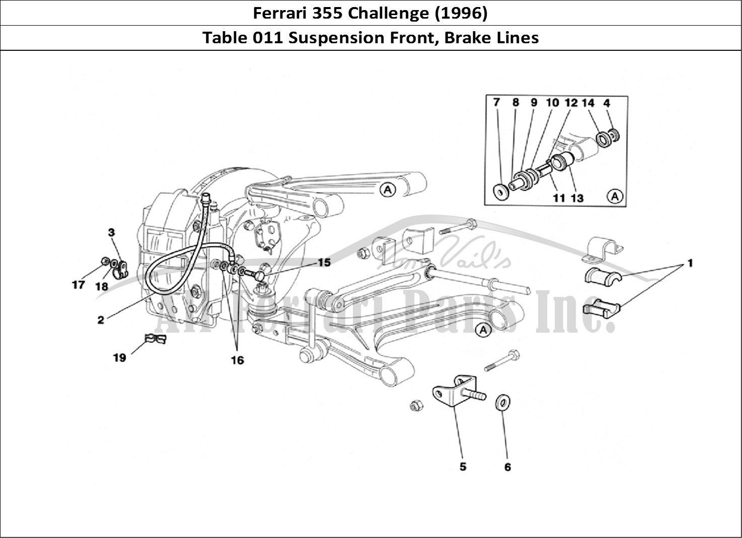Ferrari Parts Ferrari 355 Challenge (1996) Page 011 Front Suspension and Brak