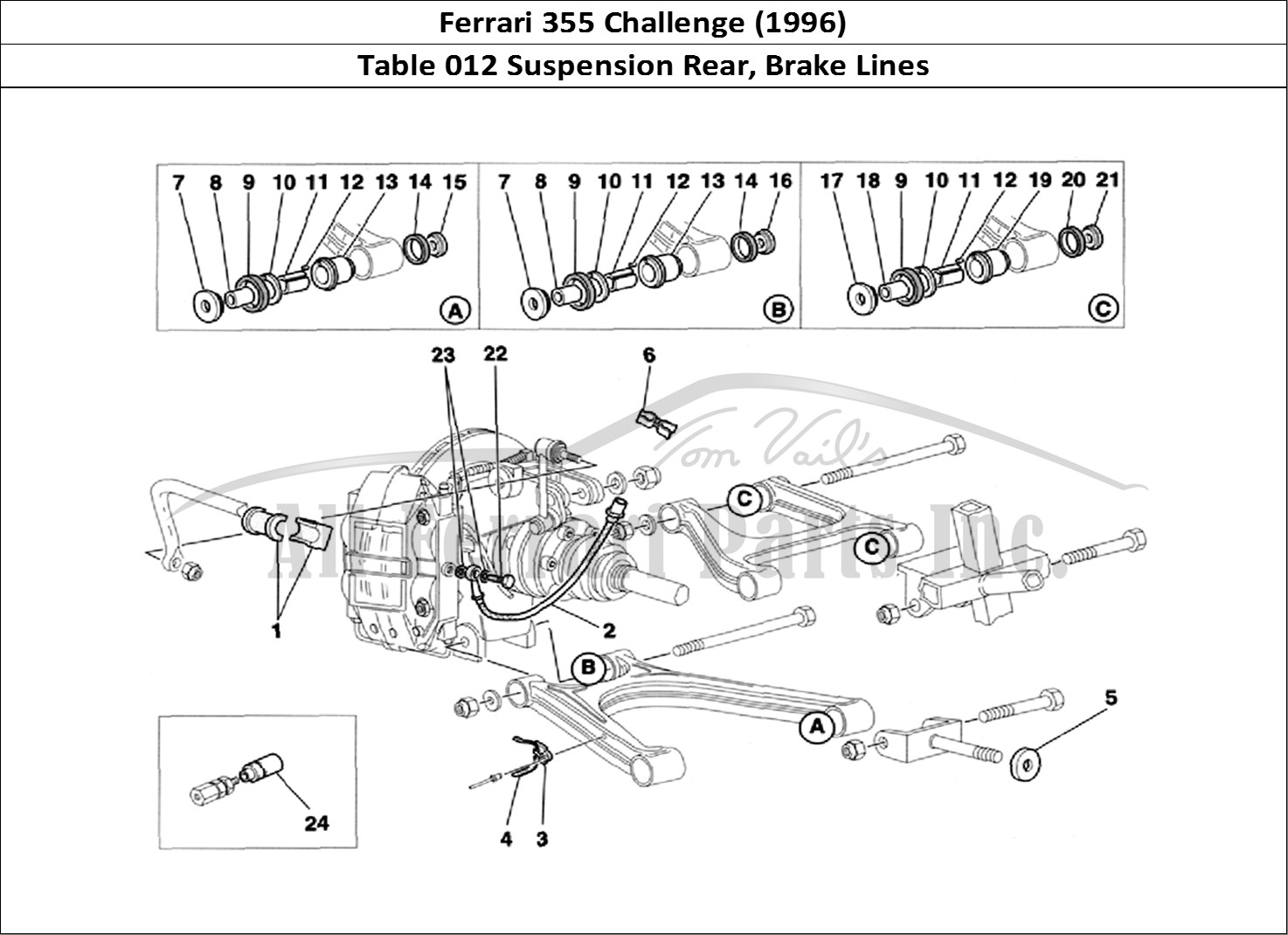 Ferrari Parts Ferrari 355 Challenge (1996) Page 012 Rear Suspension and Brake