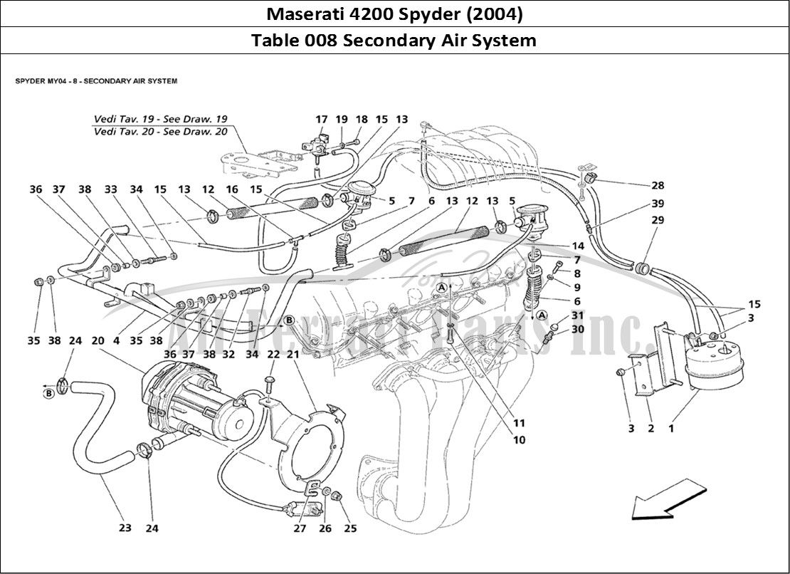 Ferrari Parts Maserati 4200 Spyder (2004) Page 008 Secondary Air System