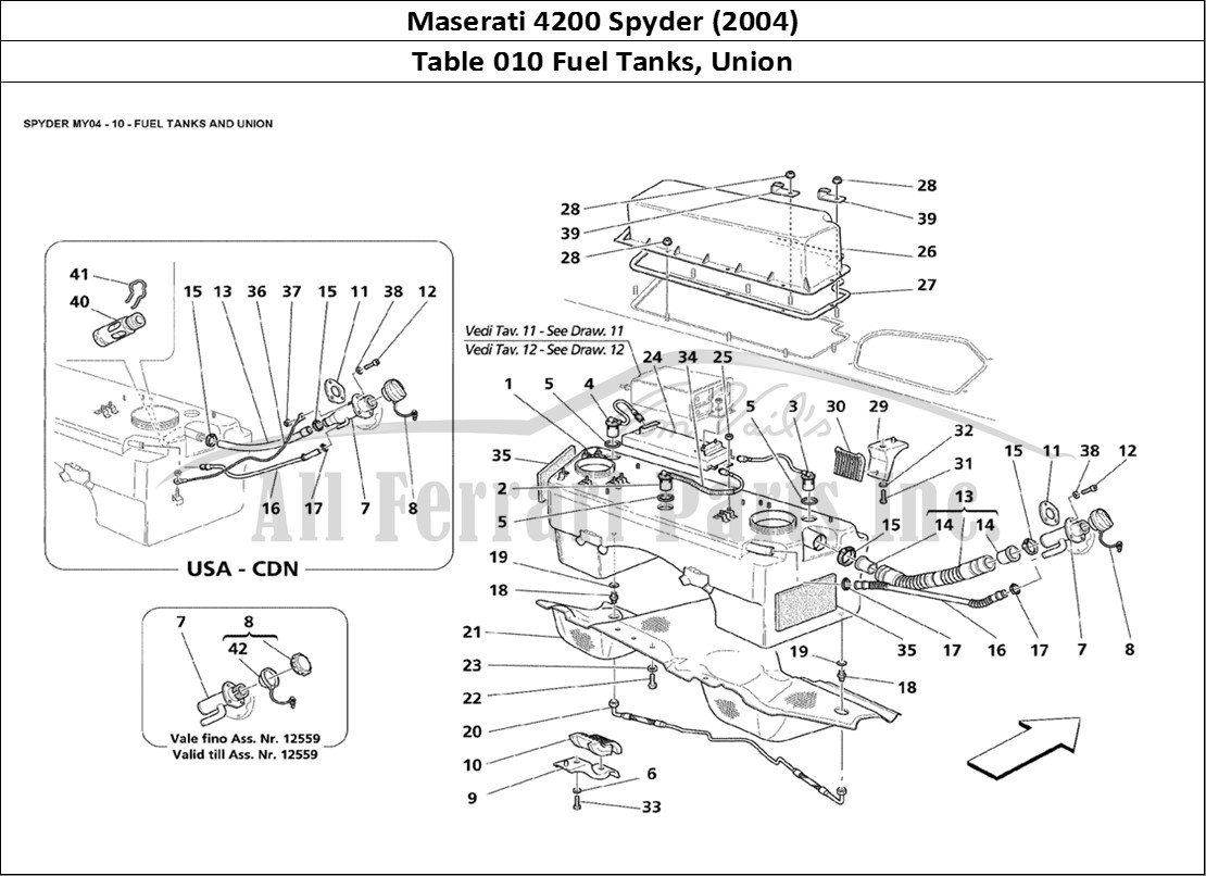Ferrari Parts Maserati 4200 Spyder (2004) Page 010 Fuel Tanks and Union
