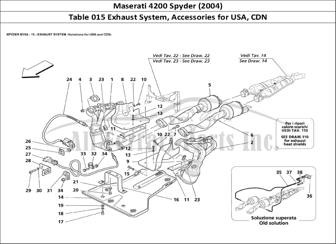 Ferrari Parts Maserati 4200 Spyder (2004) Page 015 Exhaust System Variations