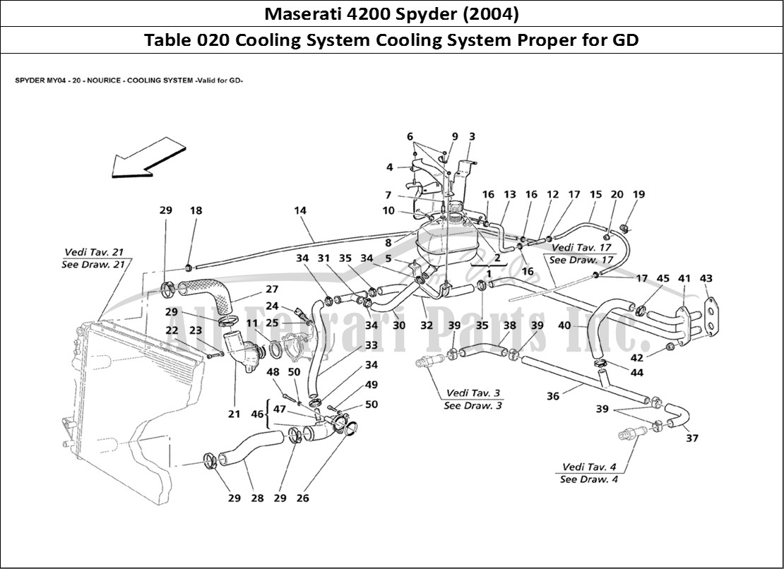 Ferrari Parts Maserati 4200 Spyder (2004) Page 020 Nourice Cooling System Va