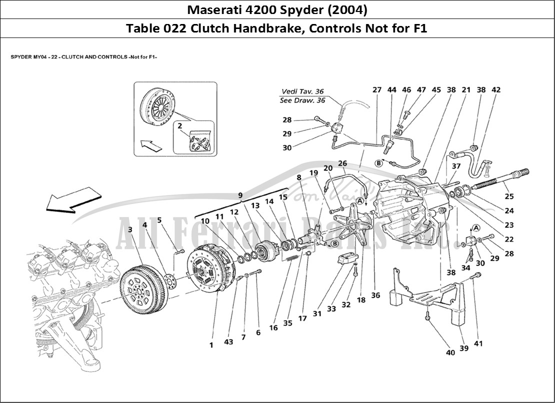 Ferrari Parts Maserati 4200 Spyder (2004) Page 022 Clutch and Controls Not F