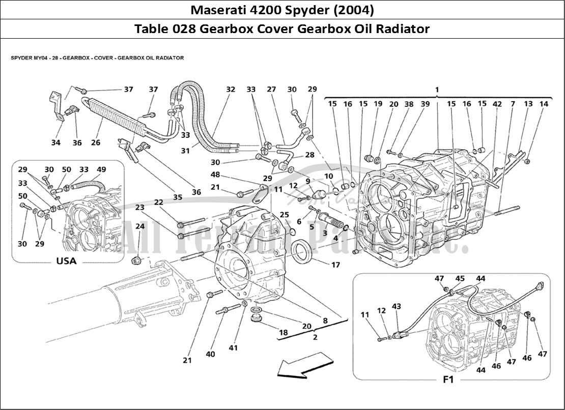 Ferrari Parts Maserati 4200 Spyder (2004) Page 028 Gearbox Cover Gearbox Oil