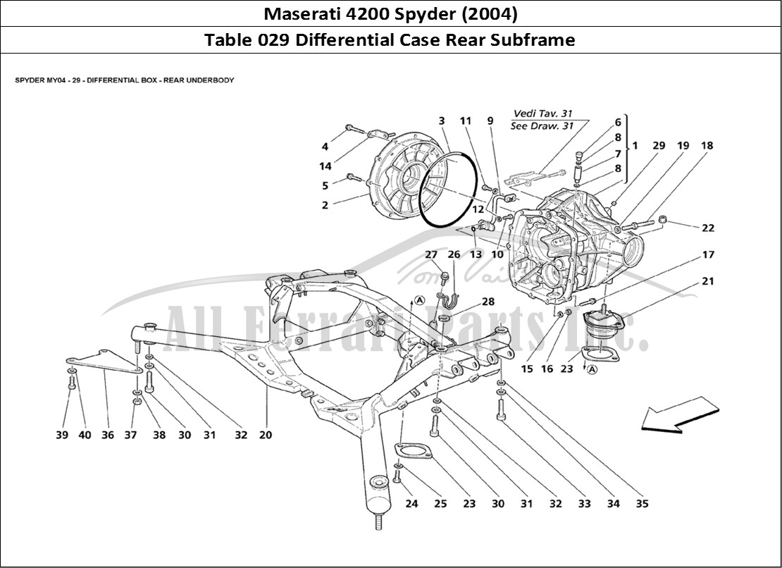 Ferrari Parts Maserati 4200 Spyder (2004) Page 029 Differential Box Rear Und