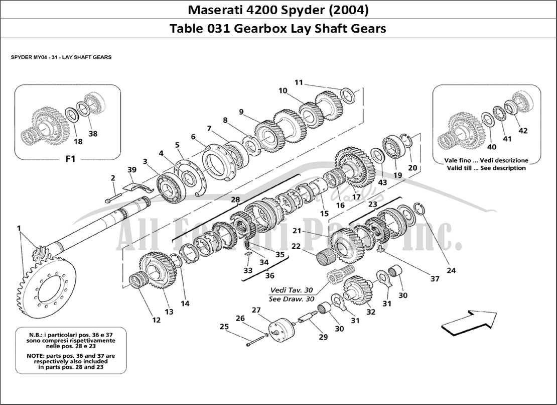 Ferrari Parts Maserati 4200 Spyder (2004) Page 031 Lay Shaft Gears