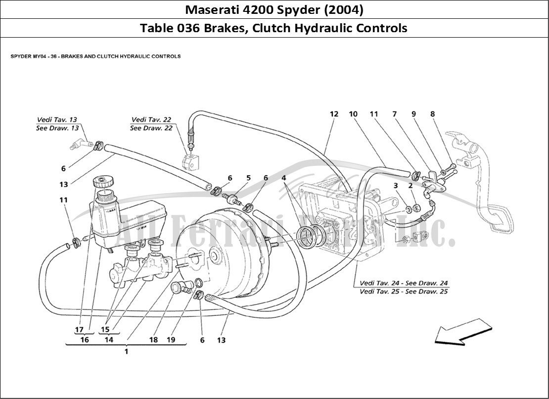 Ferrari Parts Maserati 4200 Spyder (2004) Page 036 Brakes and Clutch Hydraul