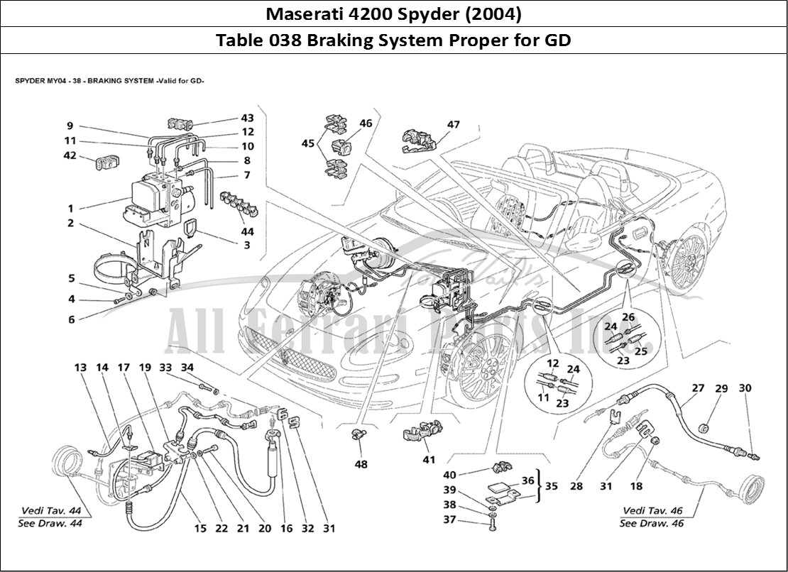 Ferrari Parts Maserati 4200 Spyder (2004) Page 038 Braking System Valid For