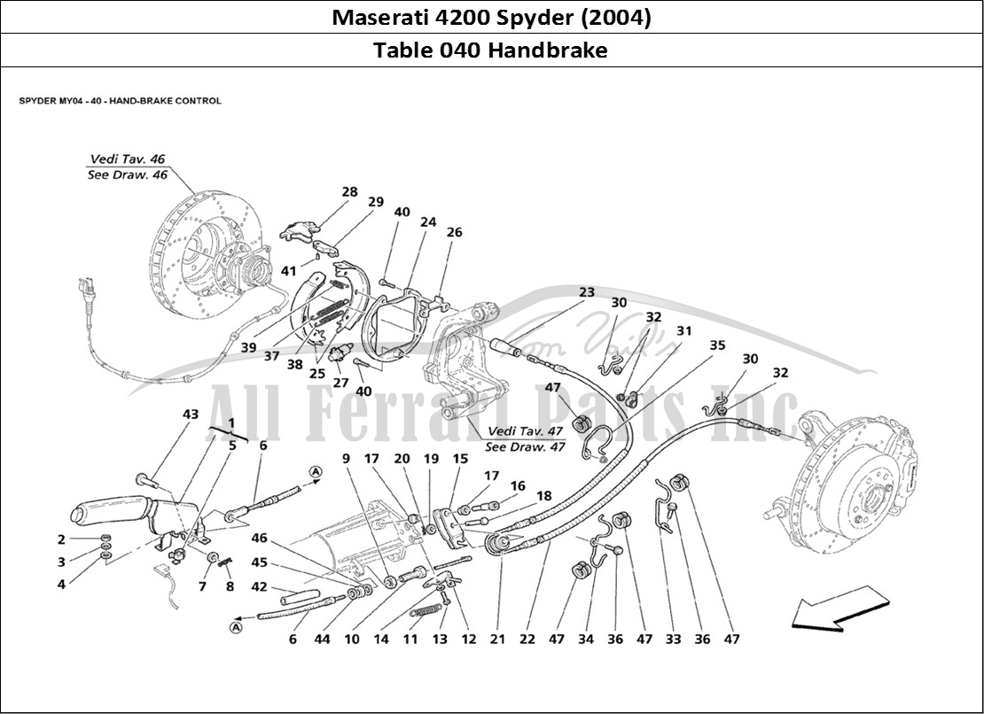 Ferrari Parts Maserati 4200 Spyder (2004) Page 040 Handbrake Control