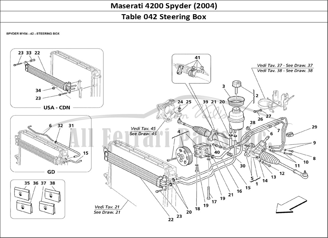 Ferrari Parts Maserati 4200 Spyder (2004) Page 042 Steering Box