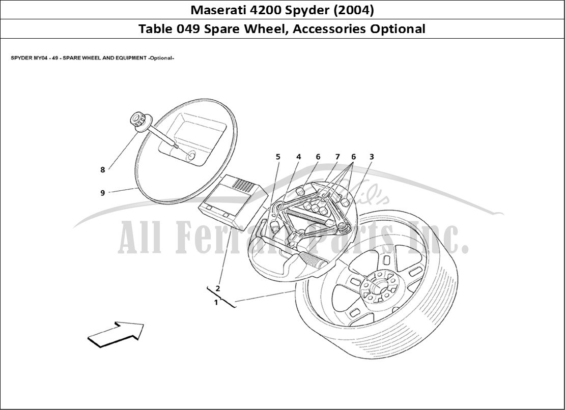 Ferrari Parts Maserati 4200 Spyder (2004) Page 049 Spare Wheel and Equipment