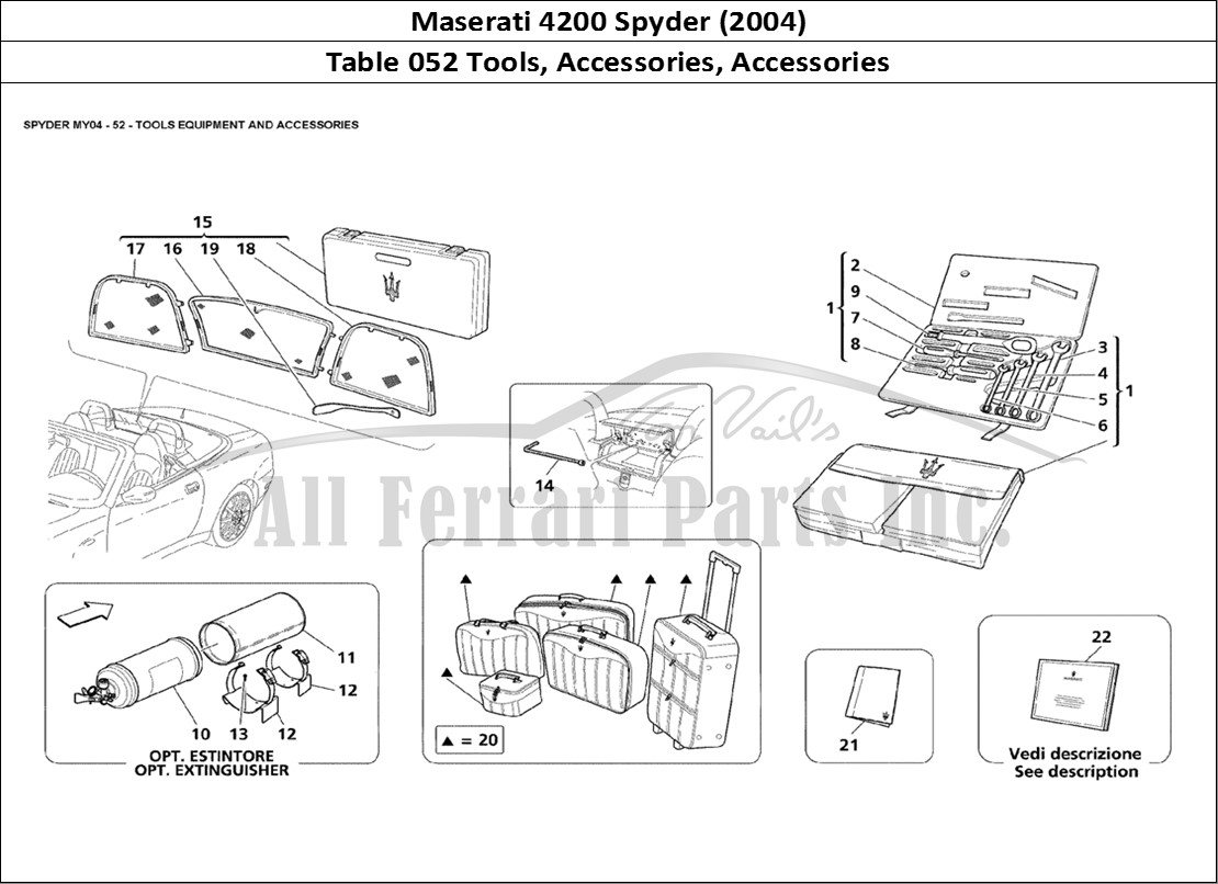 Ferrari Parts Maserati 4200 Spyder (2004) Page 052 Tools Equipment and Acces